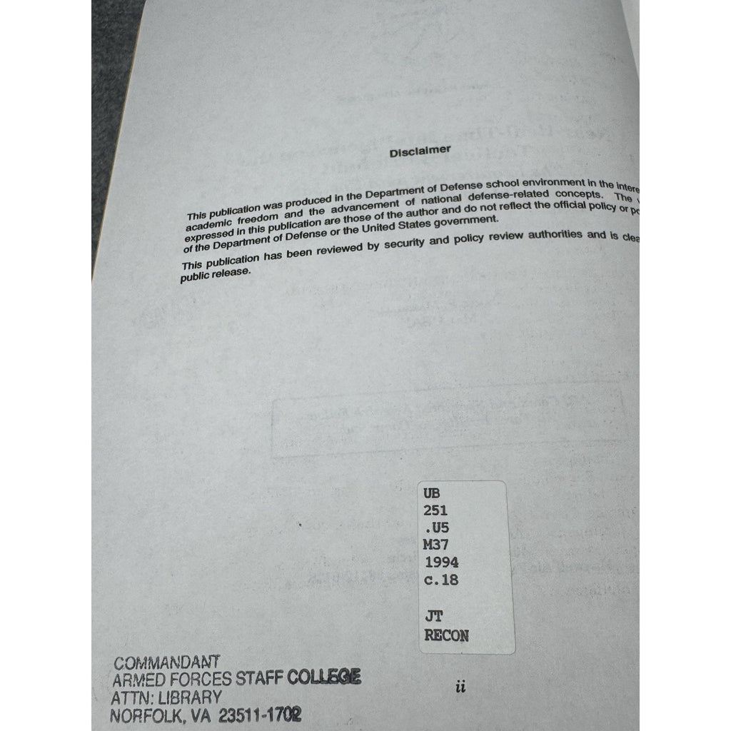 1994 Near-Real-Time Intelligence Tactical Battlefield USAF Air University