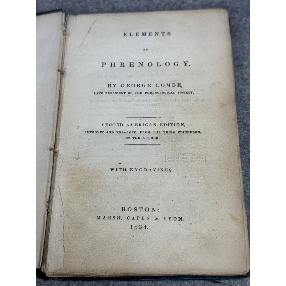 1834 Elements of Phrenology George Combe 2nd American Ed Pseudoscience
