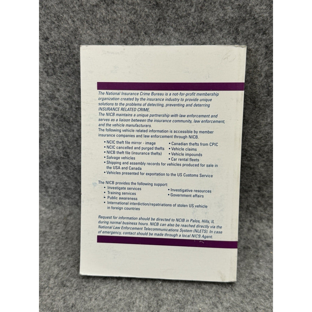 2000 Passenger Vehicle Identification Manual 71st Ed NICB Softcover