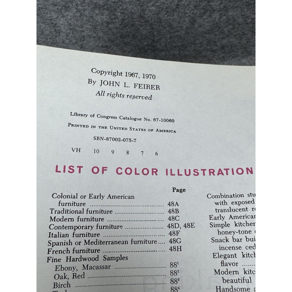 1970 Cabinetmaking and Millwork John L Feirer Woodworking Illustrated HC DJ