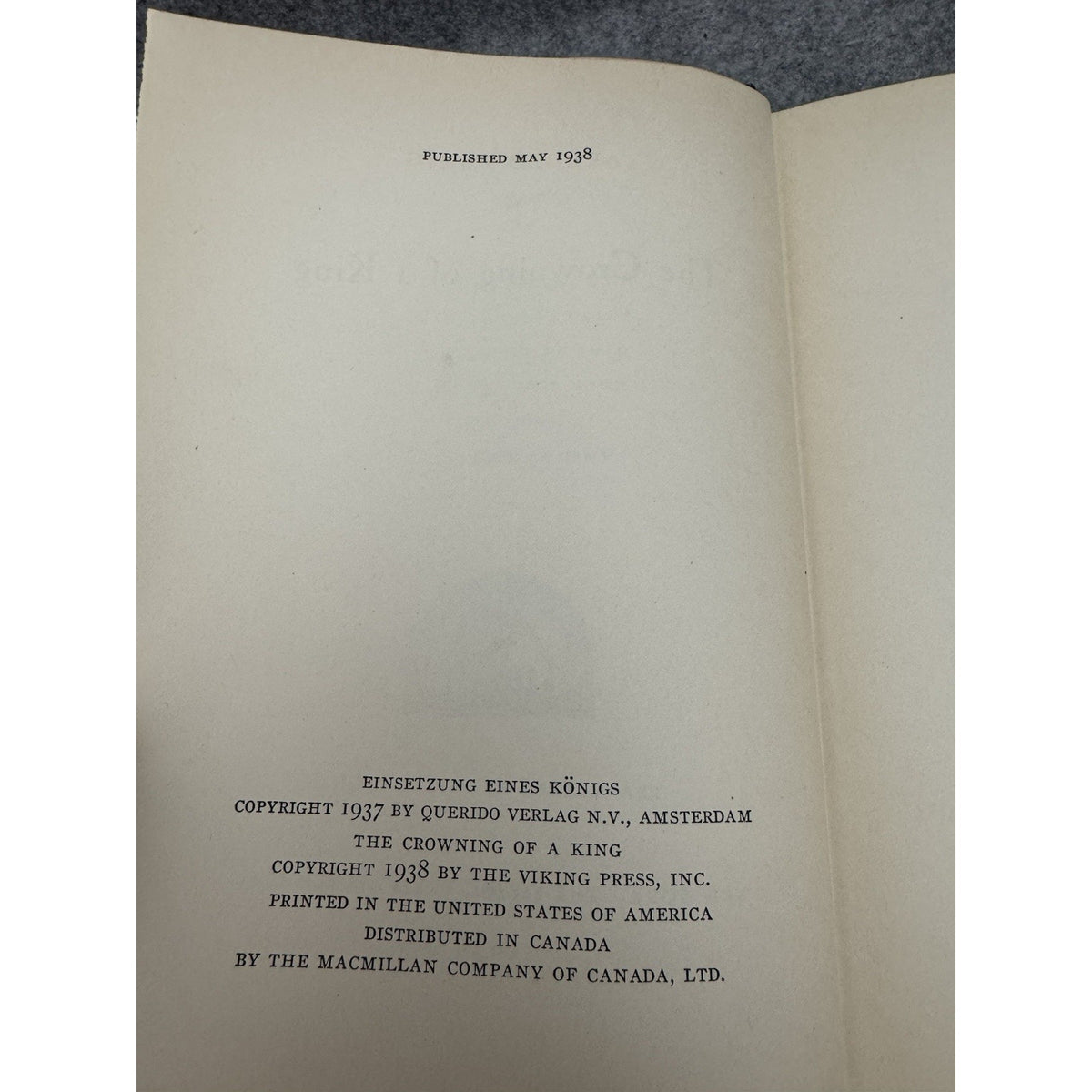 1938 The Crowning of a King Arnold Zweig Viking Press HC Map Endpapers