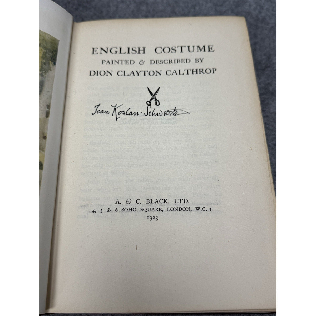 1923 English Costume Dion Clayton Calthrop Illustrated Fashion History Hardcover