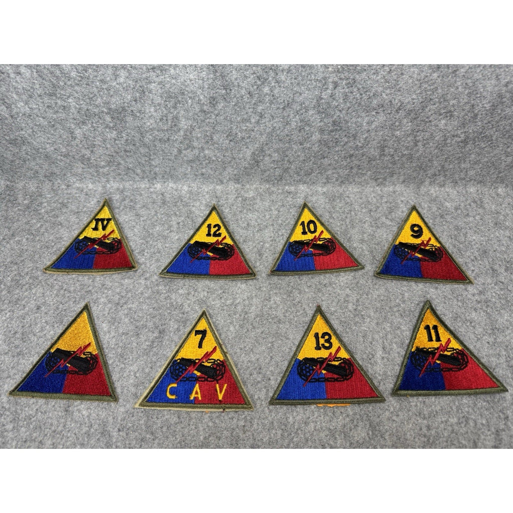 Vintage US Army Armored Patch Lot of 8 Military Insignia IV 7 CAV 9 10 11 12 13￼