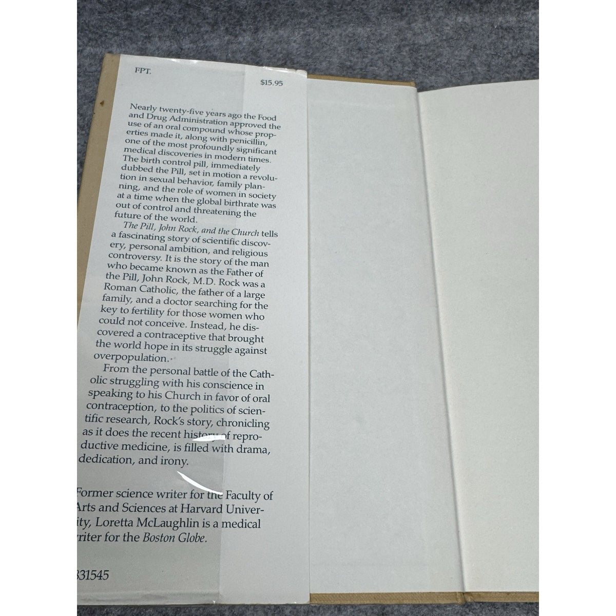 The Pill John Rock & Church Loretta McLaughlin 1st Ed Birth Control History