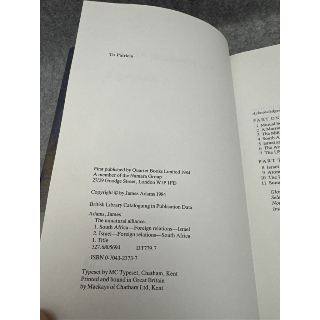 Adams, James (1951 The Unnatural Alliance / Adams 1984 Première Édition Har