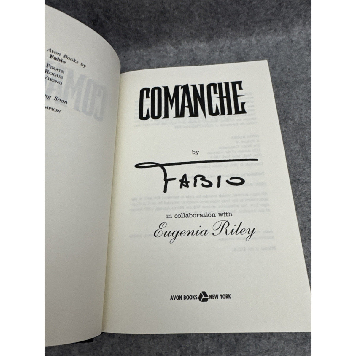 Comanche by Fabio - Vintage Avon Romance Hardback 1995