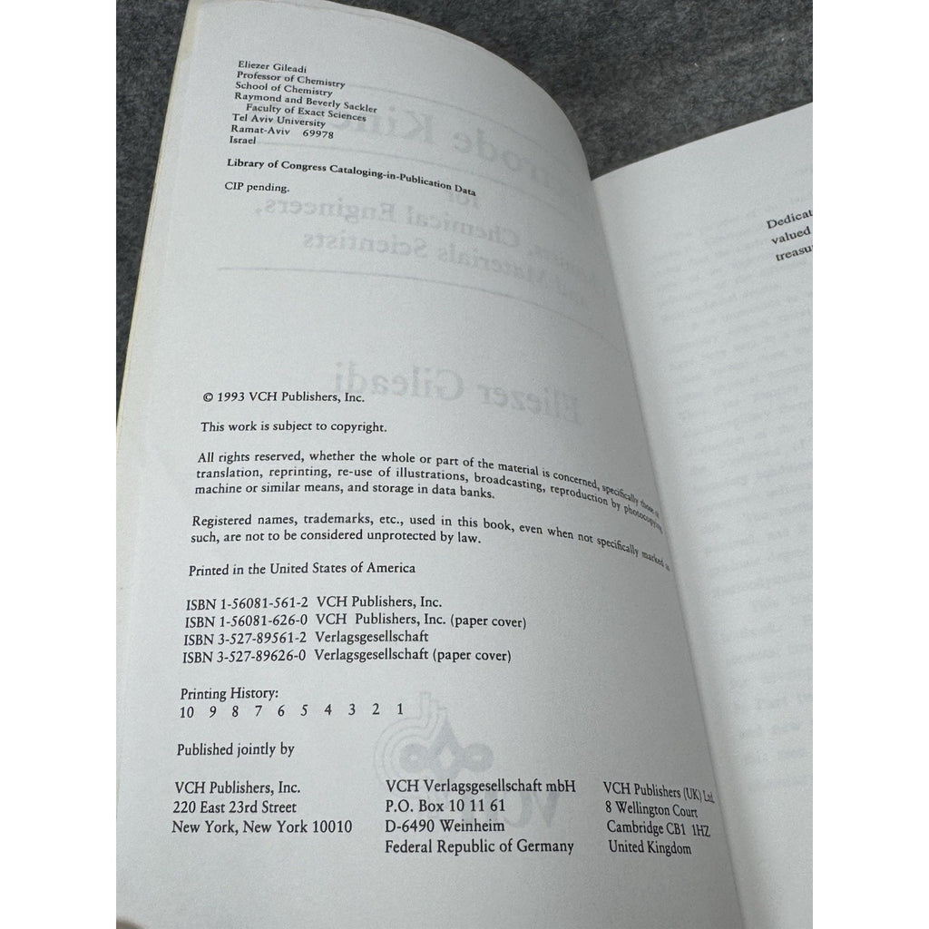 Electrode Kinetics Chemists Engineers Materials Scientists Gileadi 1993