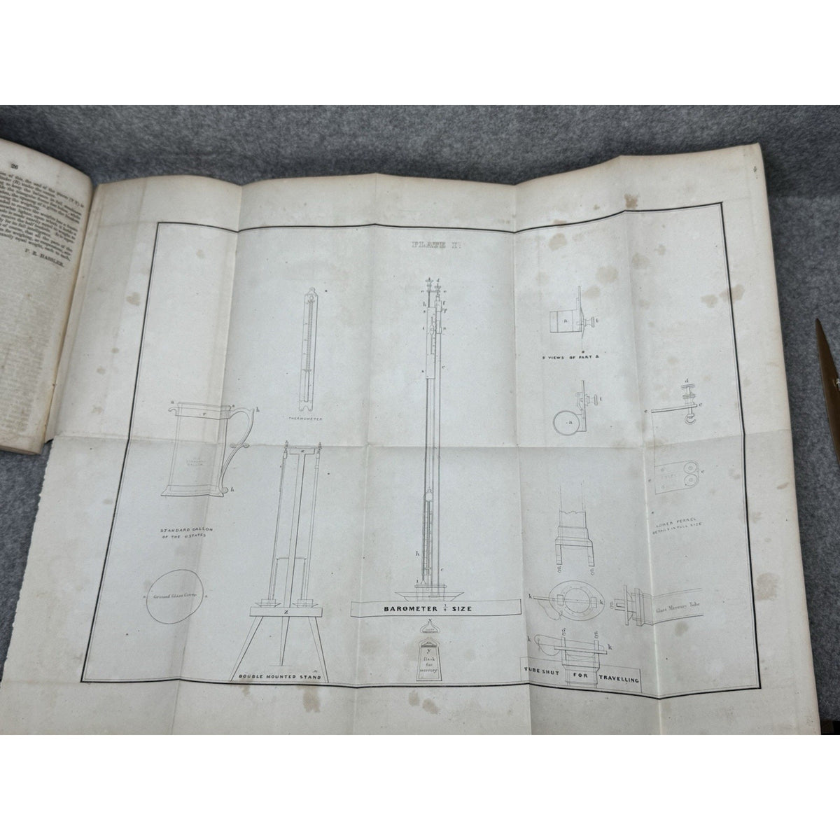 1842 US Senate Hassler Liquid Measures Standards 3 Foldout Plates Treasury