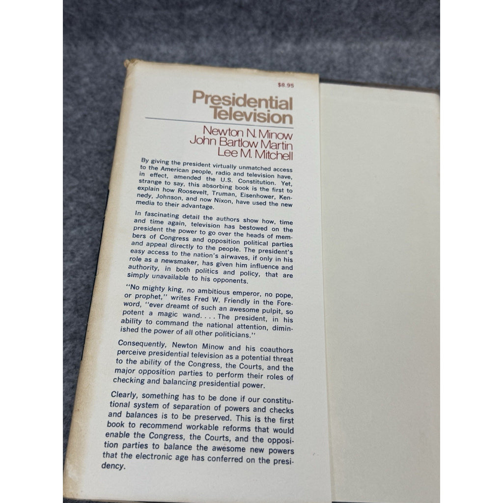 Presidential Television Minow Martin Mitchell 1973 HC Political Media History