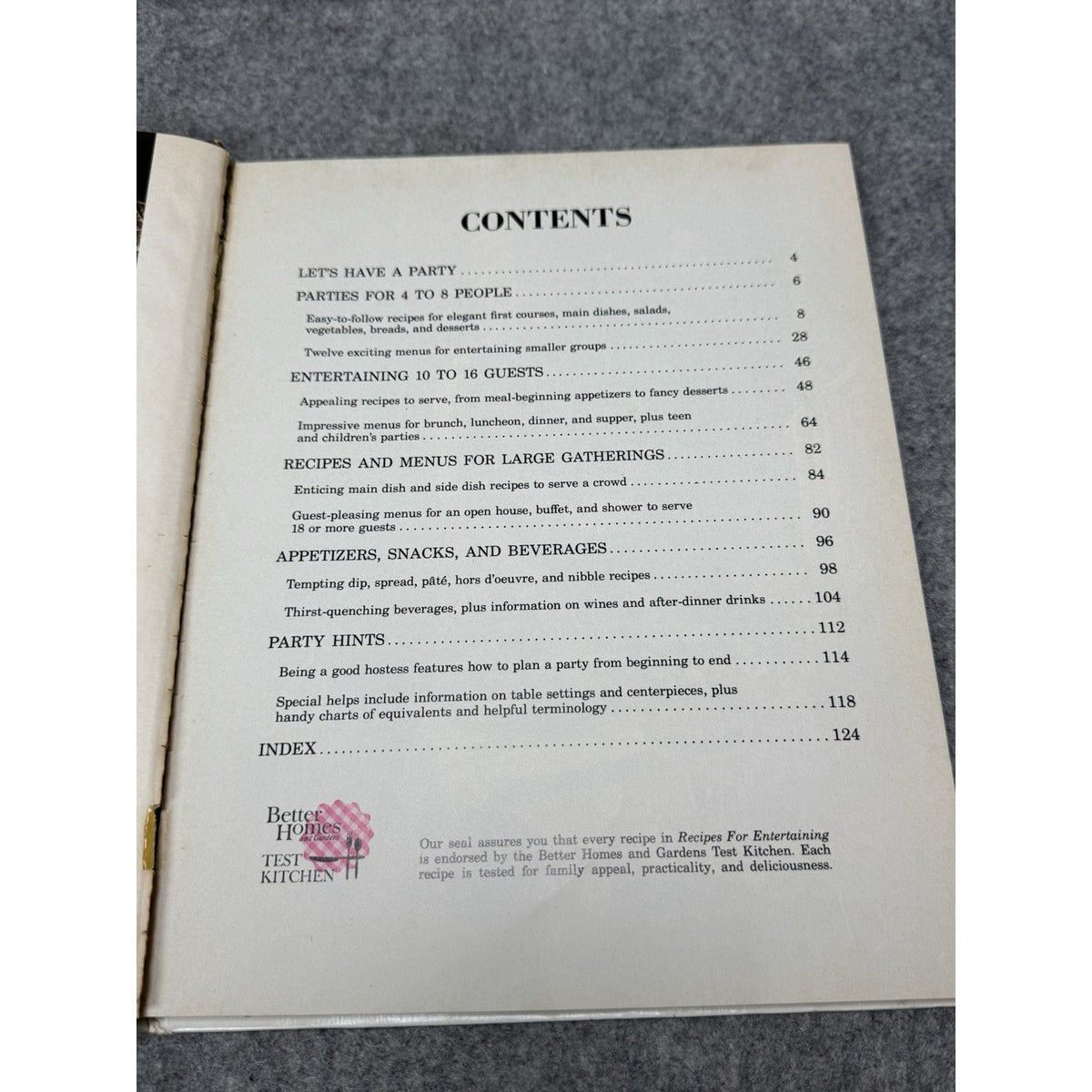 Better Homes and Gardens Recipes for Entertaining 1972 First Edition Cookbook