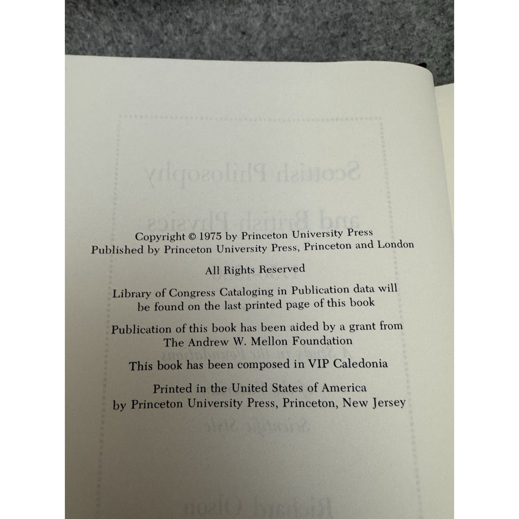 Scottish Philosophy and British Physics 1750-1880 Olson 1975 HC/DJ
