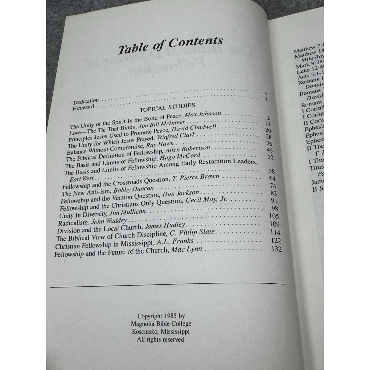 Biblical Doctrine of Fellowship Magnolia Bible College 1985 Lectures Church