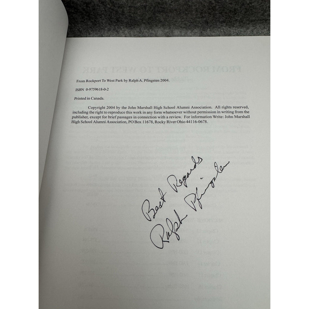 From Rockport to West Park Ralph Pfingsten 2004 HC Signed