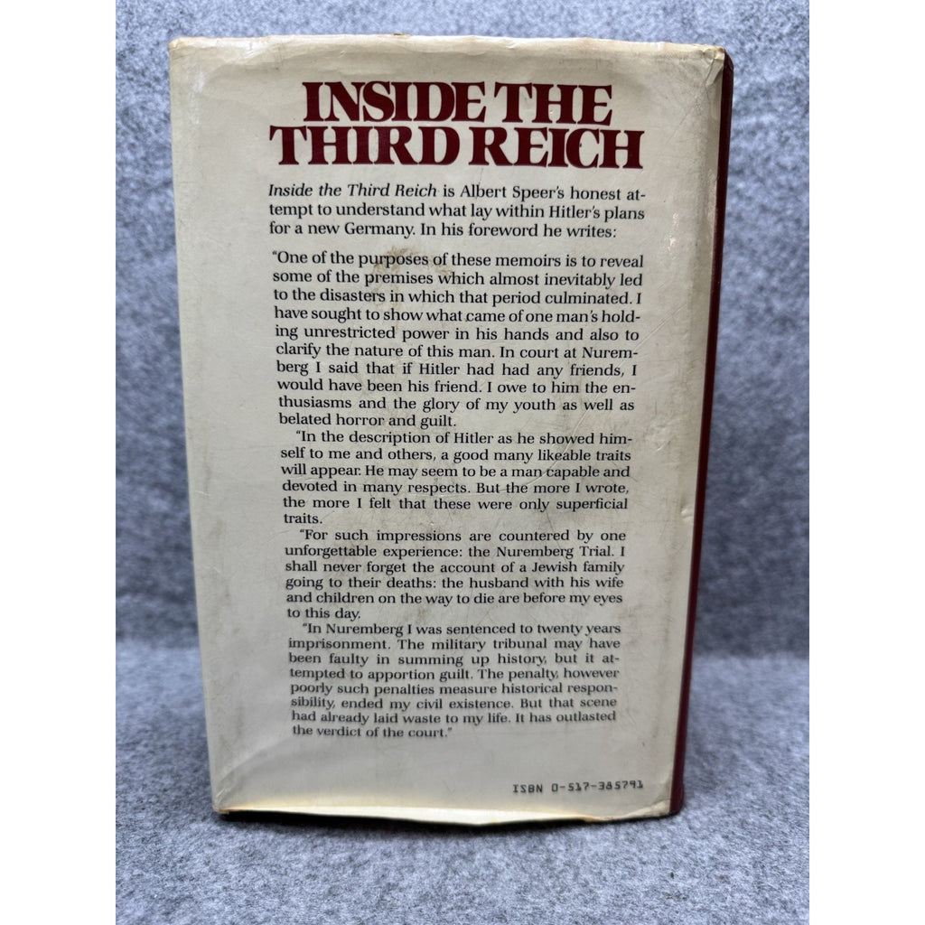 Inside the Third Reich Albert Speer 1982 HC DJ Nazi Germany WWII Memoir