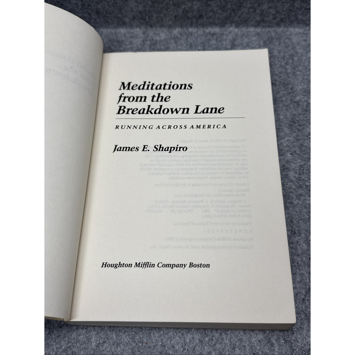 Meditations from the Breakdown Lane: Running Across America, Shapiro, 1983