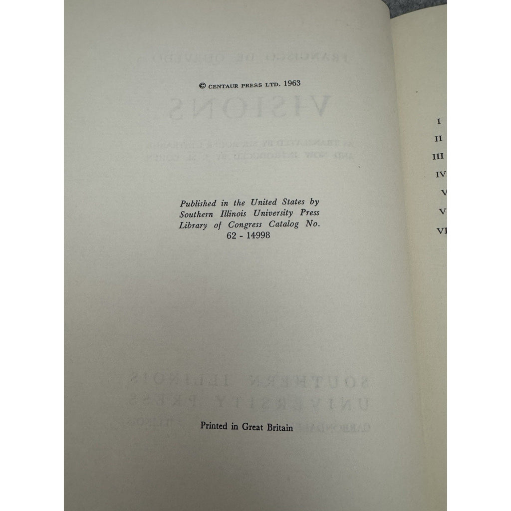 Francisco de Quevedo Visions 1963 Southern Illinois Univ Press HC