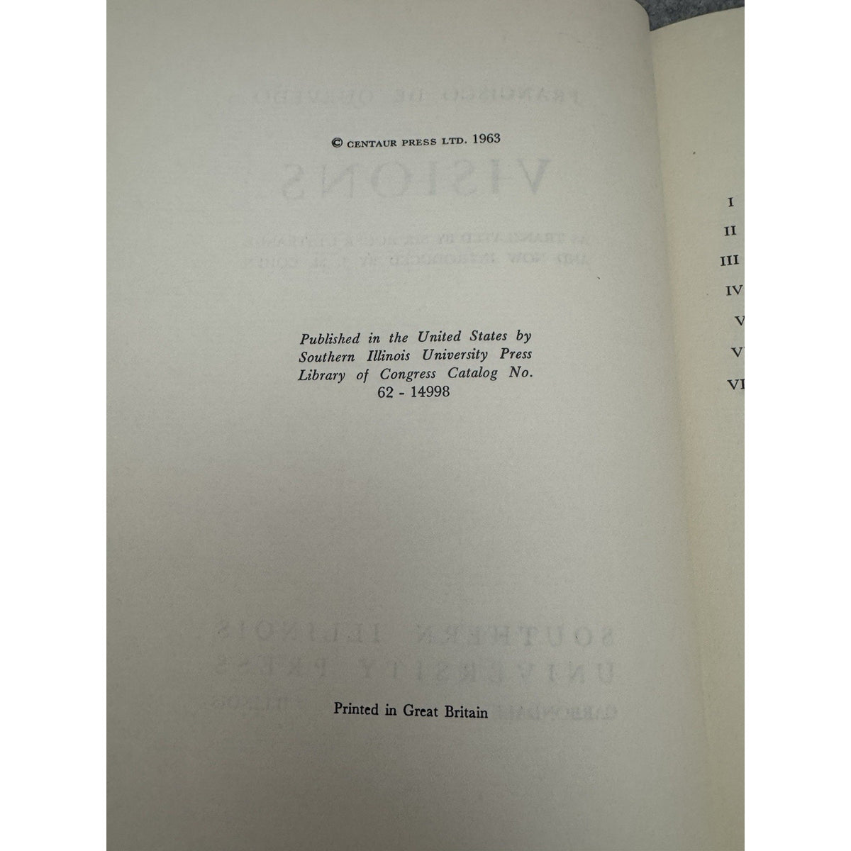Francisco de Quevedo Visions 1963 Southern Illinois Univ Press HC