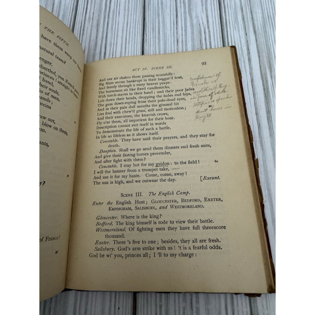 Antique 1918 Shakespeare King Henry V Rolfe HC American Book Co