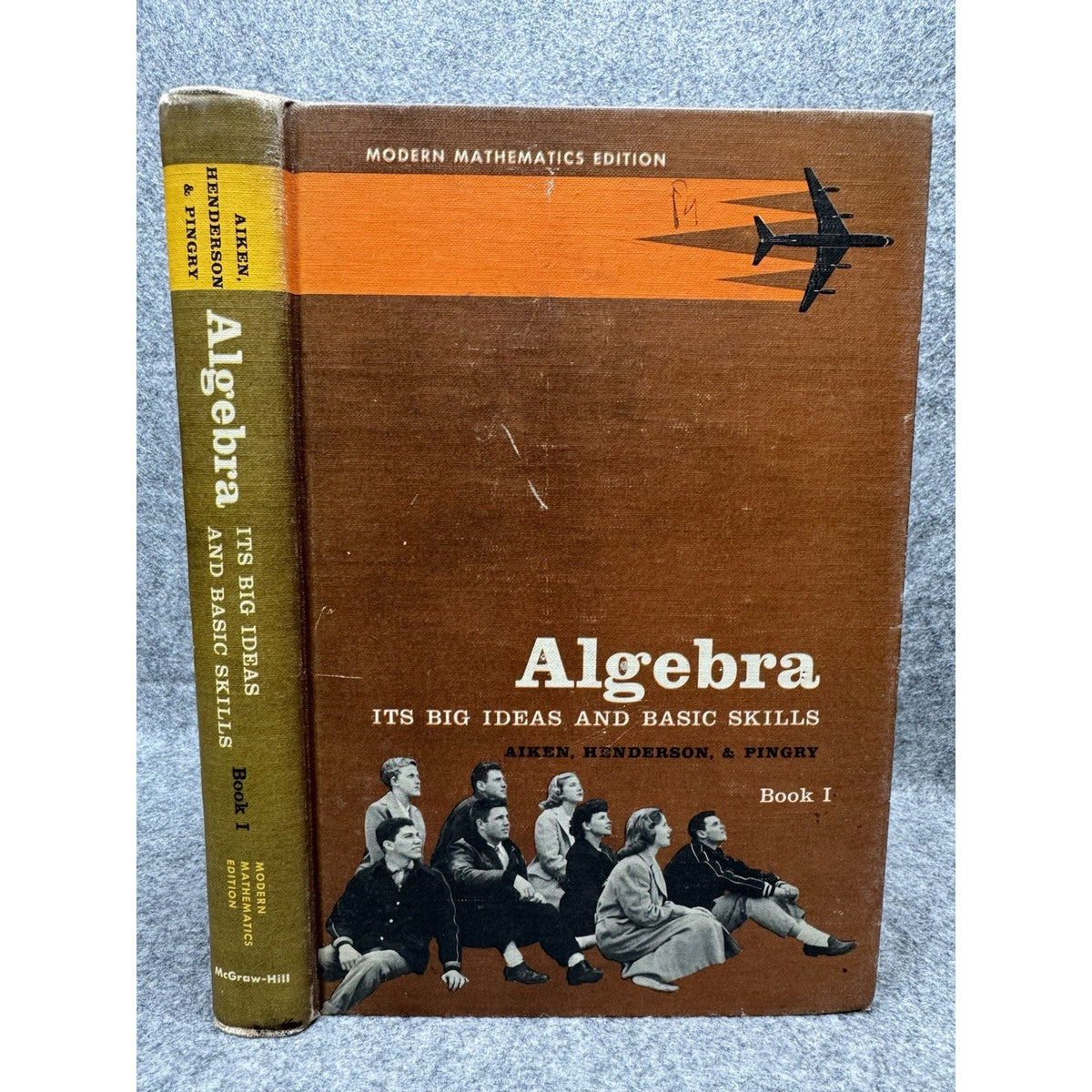 1960 Algebra Its Big Ideas Basic Skills Book 1 Vintage Math Textbook Airplane