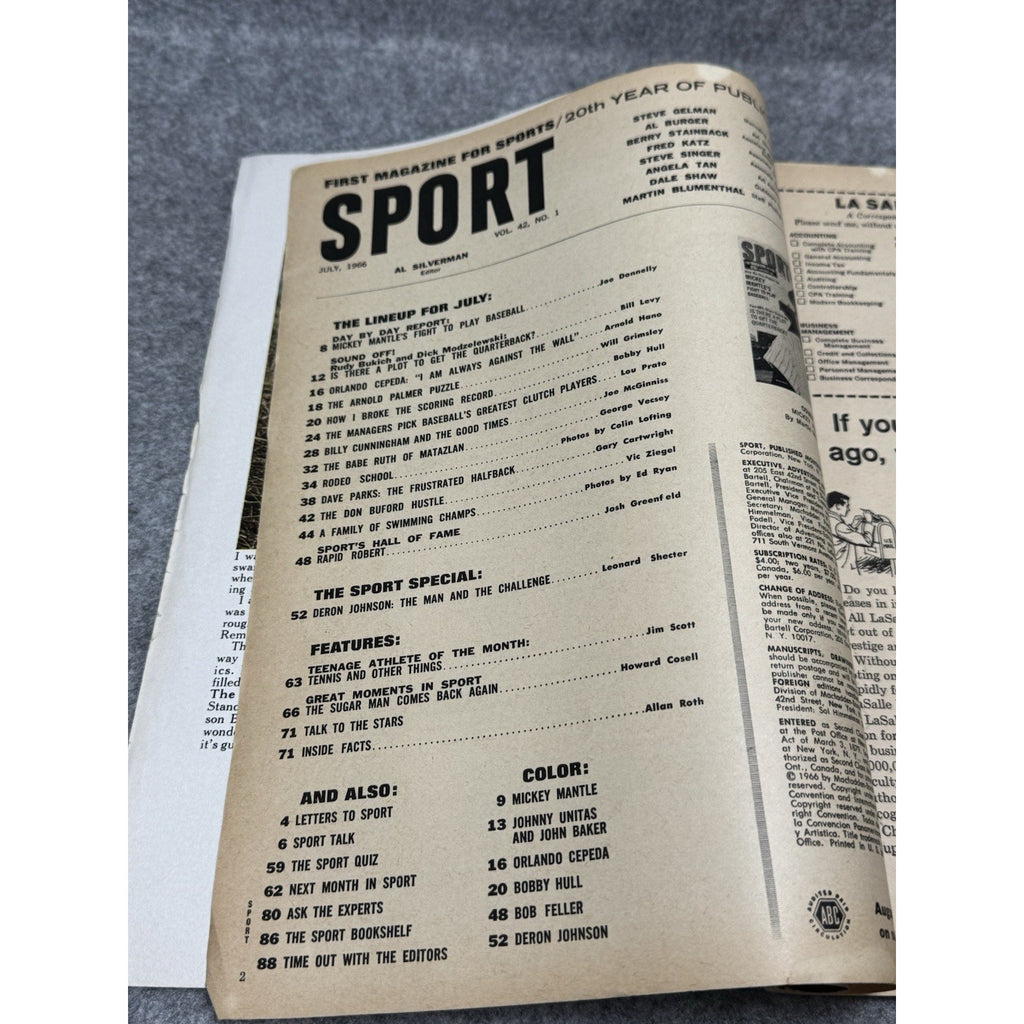 SPORT Magazine July 1966 Mickey Mantle Yankees Cover Bobby Hull No Label