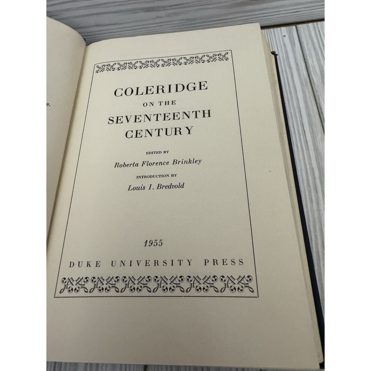 Coleridge on the Seventeenth Century Brinkley 1955 HC Duke Univ Press