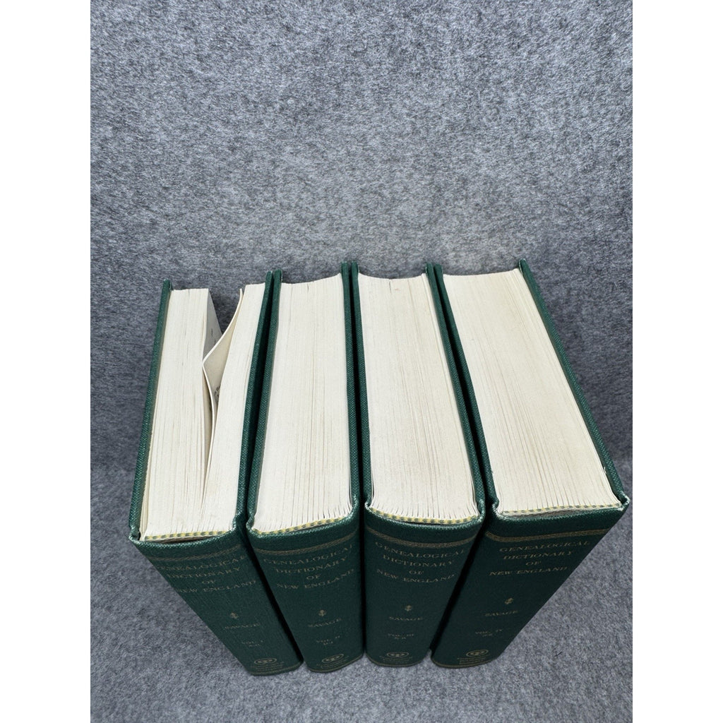 1990 Genealogical Dictionary First Settlers New England Savage 4 Vol Set