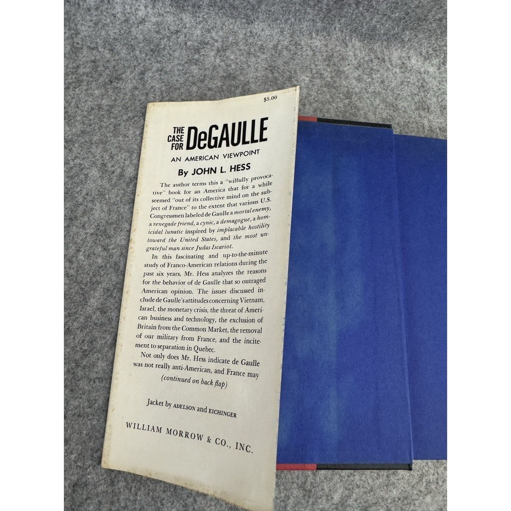 1968 The Case For De Gaulle An American Viewpoint John L Hess HC DJ