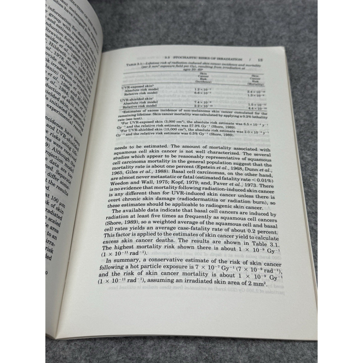 Limit for Exposure to Hot Particles on the Skin NCRP Report 106 1989