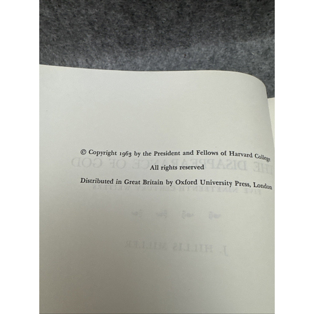The Disappearance of God : Five Nineteenth Century Writers. Miller 1963 HC