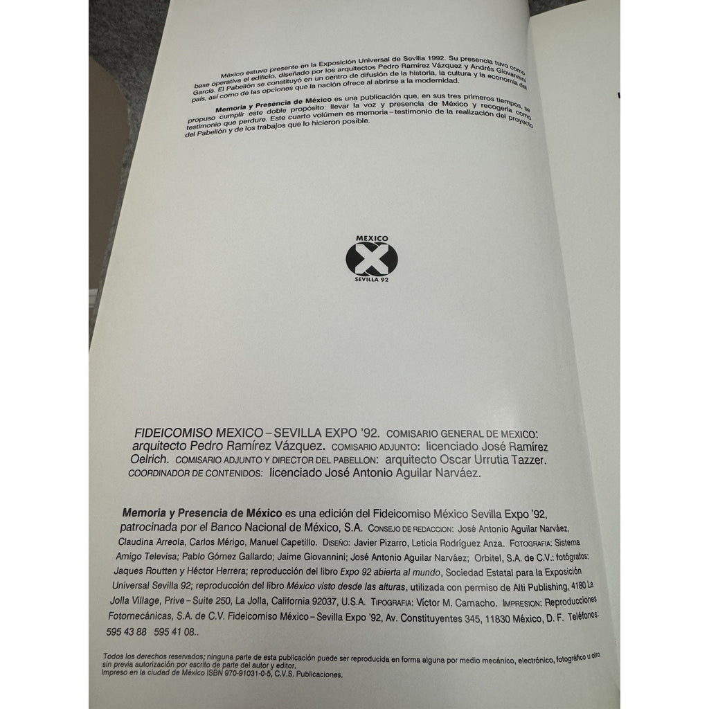 Memoria y Presencia de Mexico en Sevilla HC 1992 Expo Cultural History