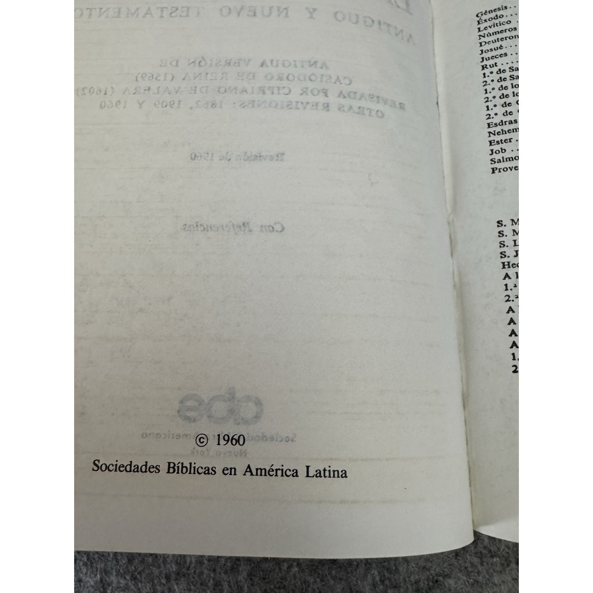 1960 La Santa Biblia Reina Valera RVR60 Sociedad Biblica Americana HC