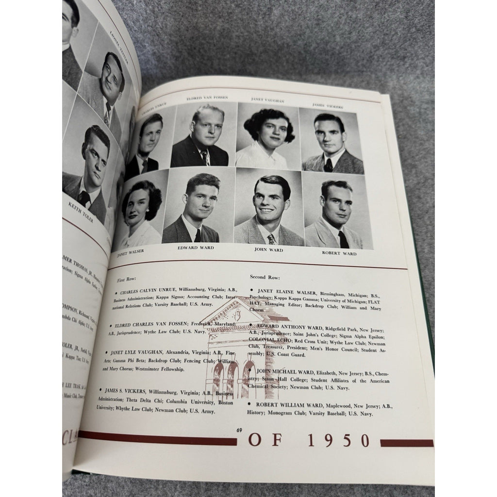 1950 Colonial Echo William & Mary College Yearbook Williamsburg VA HC
