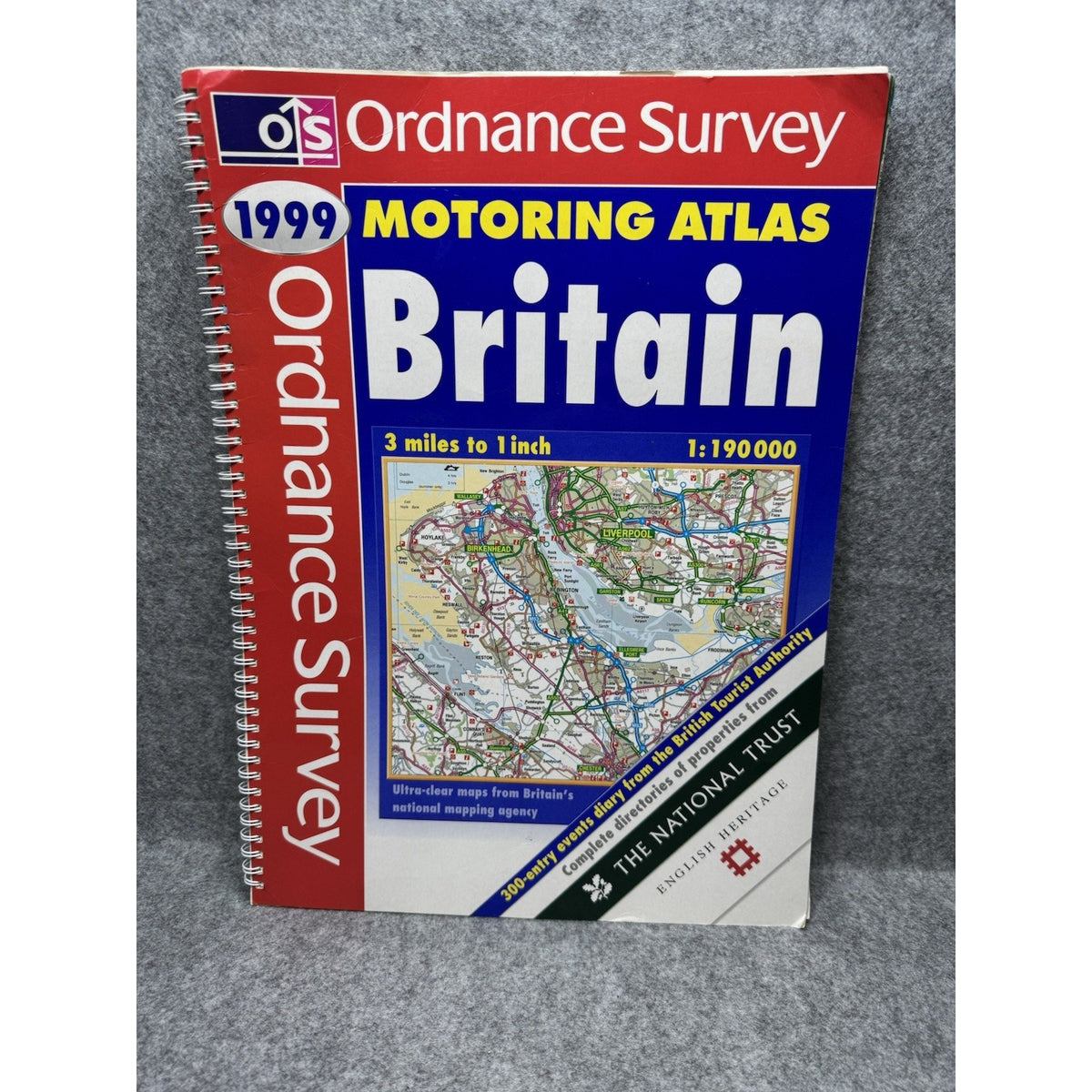 1999 Ordnance Survey Motoring Atlas Britain Spiral Road Maps Vintage